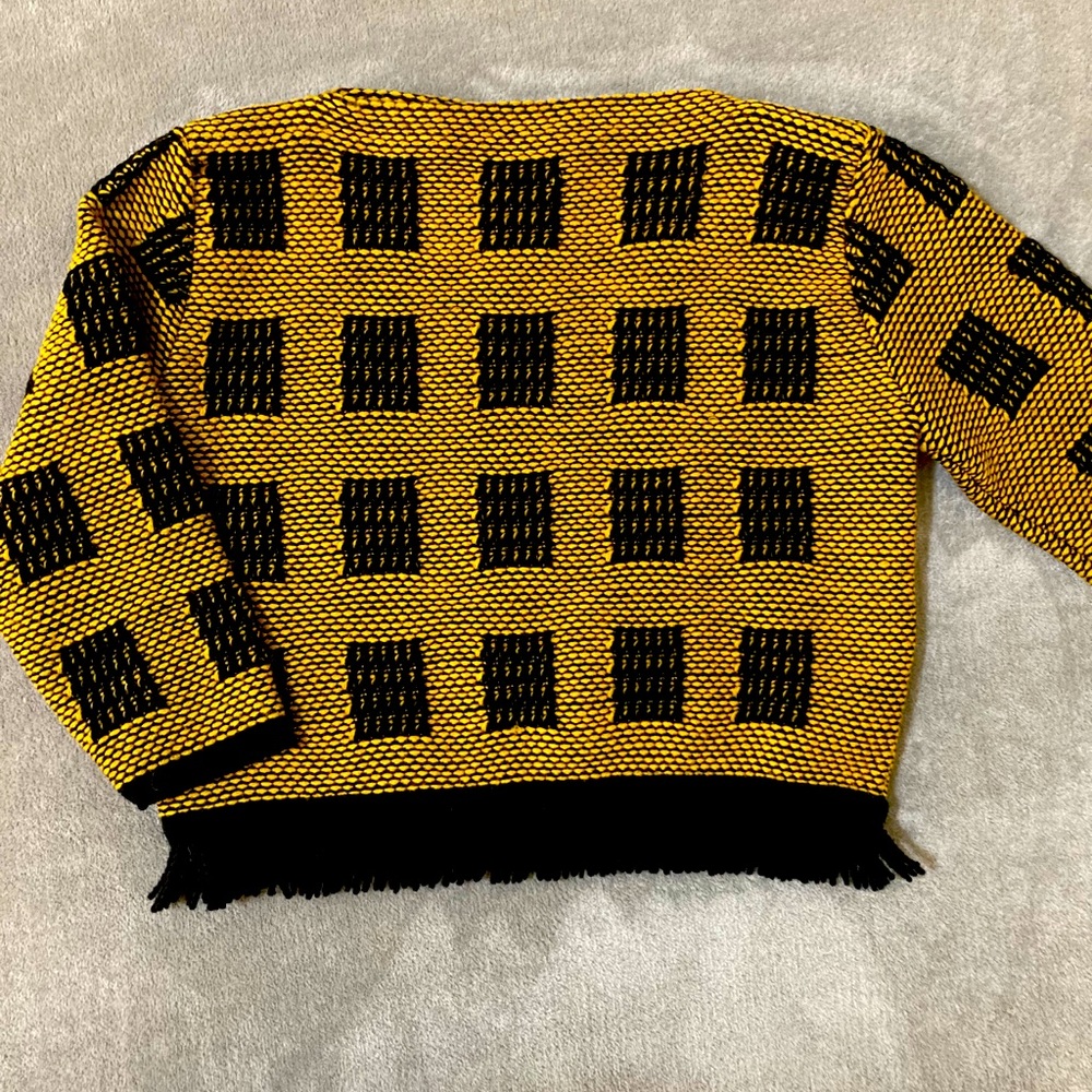 80’s retro wool modern BLOCK fringe crop s…